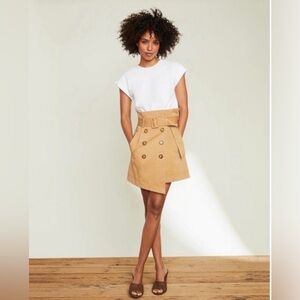 Veronica Beard Melany Mixed-Media Dress in White/Camel